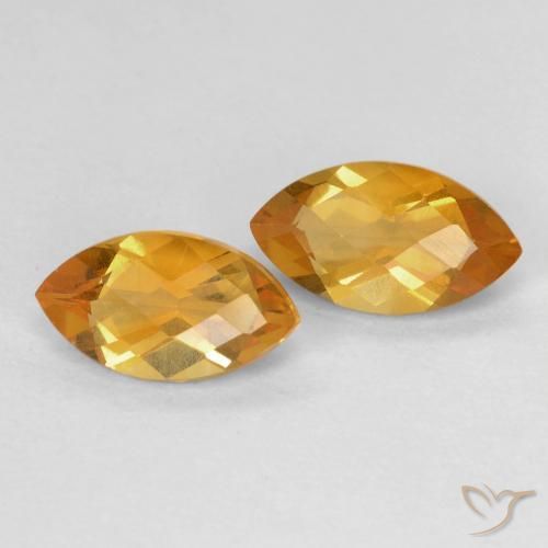 1.81 ctw Golden Citrine Stones, Natural Citrine in Marquise Checkerboard Shape for Sale