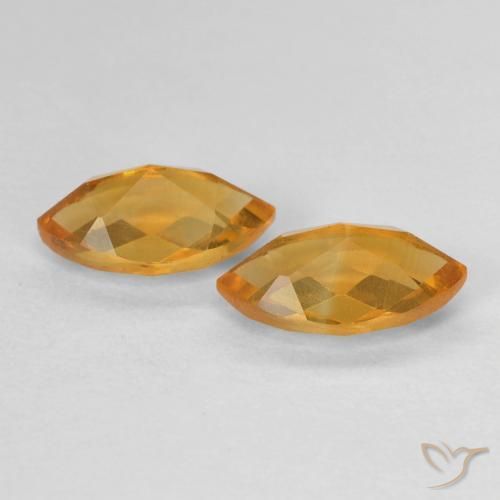 Citrine Gemstones in 9.1 x 5.2 mm Size for Sale, Citrine Stones in Deep Orange-Gold Color