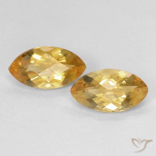 1.88 ct Yellow Citrine, 9.2 x 5.1 mm Marquise Checkerboard From Brazil, Photo A