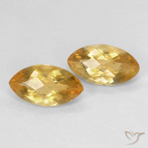 1.88 ctw Golden Citrine Stones, Natural Citrine in Marquise Checkerboard Shape for Sale