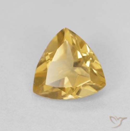 0.96 ct Golden Citrine Stone, Natural Citrine in Trillion Facet Shape for Sale