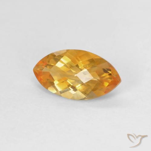 0.87ct Natural Deep Orange-Gold Citrine, Marquise, VVS-VS