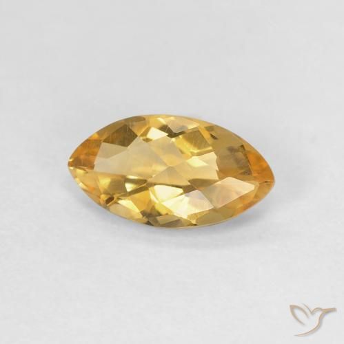 0.82 ct Golden Citrine Stone, Natural Citrine in Marquise Checkerboard Shape for Sale