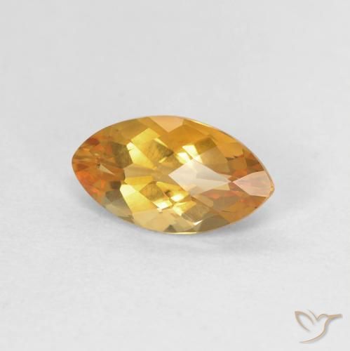0.92 ct Golden Citrine Stone, Natural Citrine in Marquise Checkerboard Shape for Sale