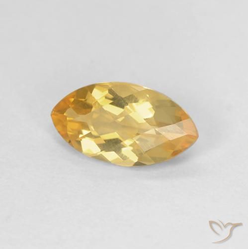 0.90 ct Golden Citrine Stone, Natural Citrine in Marquise Checkerboard Shape for Sale