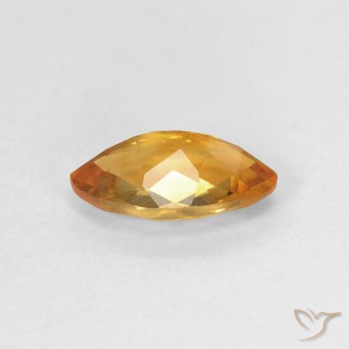 Citrine Gemstone in 9 x 5.1 mm Size for Sale, Citrine Stone in Dark Orange-Gold Color