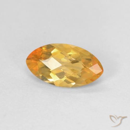 0.89 ct Golden Citrine Stone, Natural Citrine in Marquise Checkerboard Shape for Sale