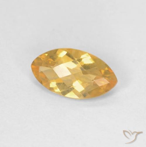 0.85 ct Golden Citrine Stone, Natural Citrine in Marquise Checkerboard Shape for Sale