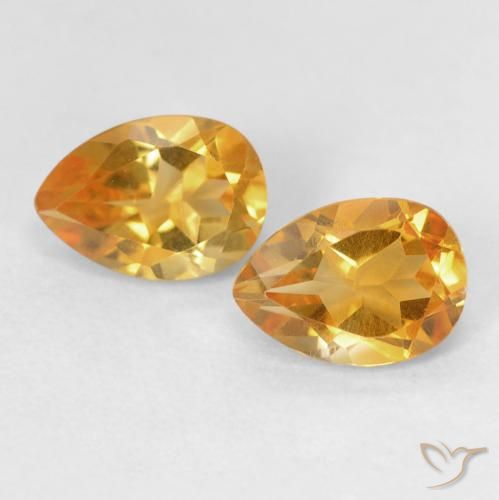 1.46 ct Yellow Citrine, 7.1 x 5 mm Pear Cut From Brazil, Photo A