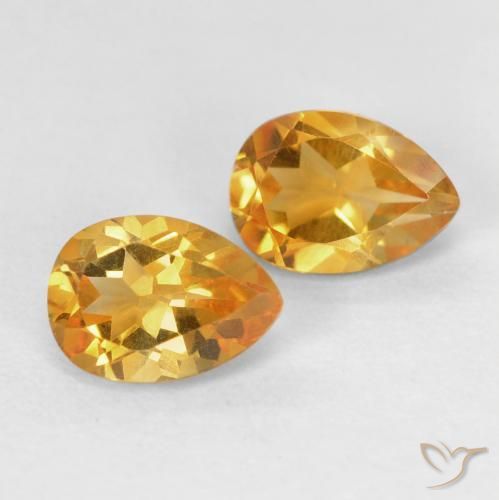 1.46 ctw Golden Citrine Stones, Natural Citrine in Pear Facet Shape for Sale