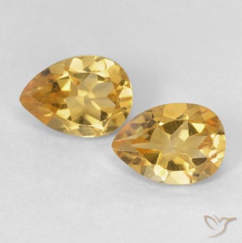 1.40ctw Natural Orange-Gold Citrine, Pear Shape, VVS-VS