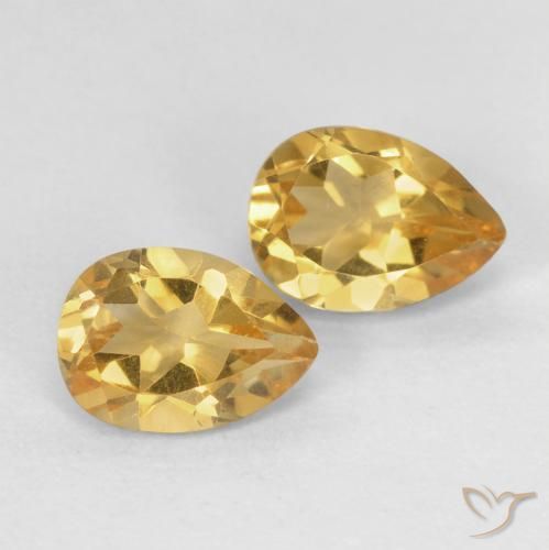1.40 ctw Golden Citrine Stones, Natural Citrine in Pear Facet Shape for Sale