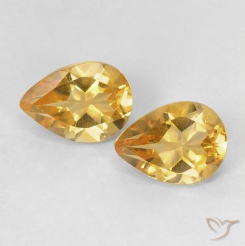 1.44ctw Natural Orange-Gold Citrine, Pear Shape, VVS-VS