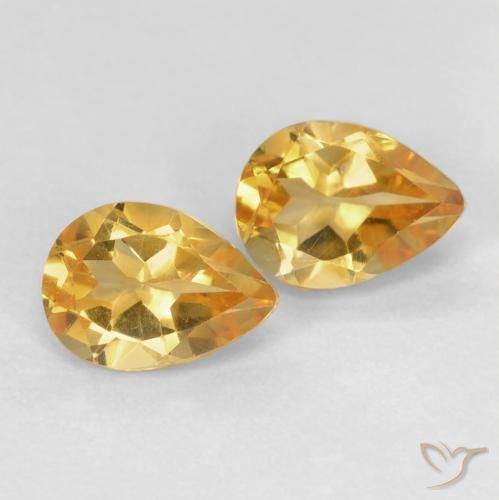 1.44 ctw Golden Citrine Stones, Natural Citrine in Pear Facet Shape for Sale