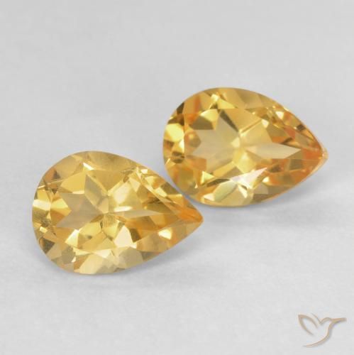 1.41 ctw Golden Citrine Stones, Natural Citrine in Pear Facet Shape for Sale