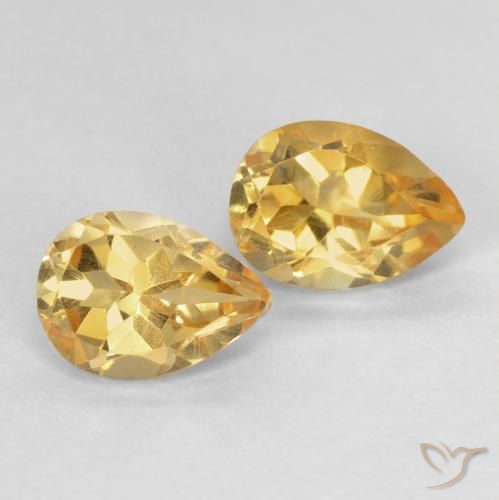 1.55 ctw Golden Citrine Stones, Natural Citrine in Pear Facet Shape for Sale
