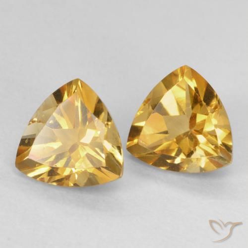 1.49 ctw Golden Citrine Stones, Natural Citrine in Trillion Facet Shape for Sale