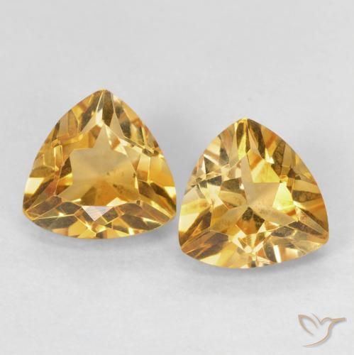1.45 ct Yellow Citrine, 6.2 x 6 mm Trillion Cut From Brazil, Photo A