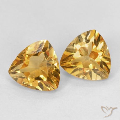 1.45 ctw Golden Citrine Stones, Natural Citrine in Trillion Facet Shape for Sale