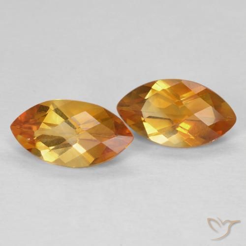 1.77 ctw Golden Citrine Stones, Natural Citrine in Marquise Checkerboard Shape for Sale