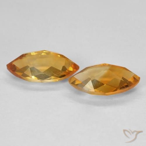 Citrine Gemstones in 9.2 x 4.9 mm Size for Sale, Citrine Stones in Dark Orange-Gold Color