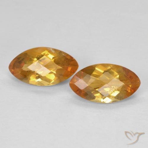 1.8 ct Yellow Citrine, 9.2 x 5.1 mm Marquise Checkerboard From Brazil, Photo A