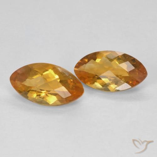 1.80 ctw Golden Citrine Stones, Natural Citrine in Marquise Checkerboard Shape for Sale