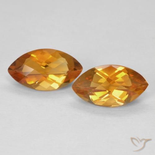 1.88 ct Yellow Citrine, 9.1 x 5.1 mm Marquise Checkerboard From Brazil, Photo A