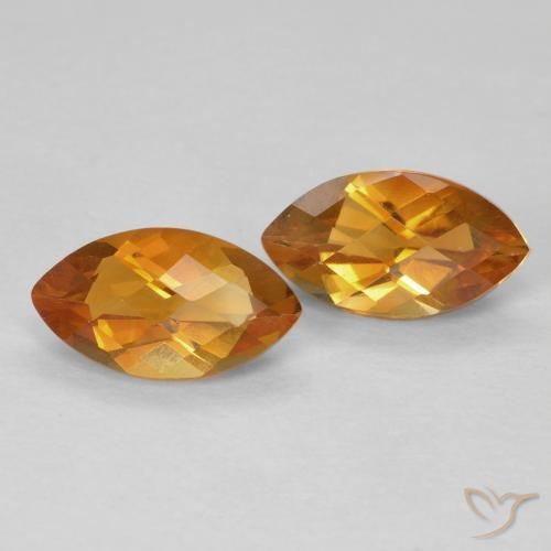 1.88 ctw Golden Citrine Stones, Natural Citrine in Marquise Checkerboard Shape for Sale