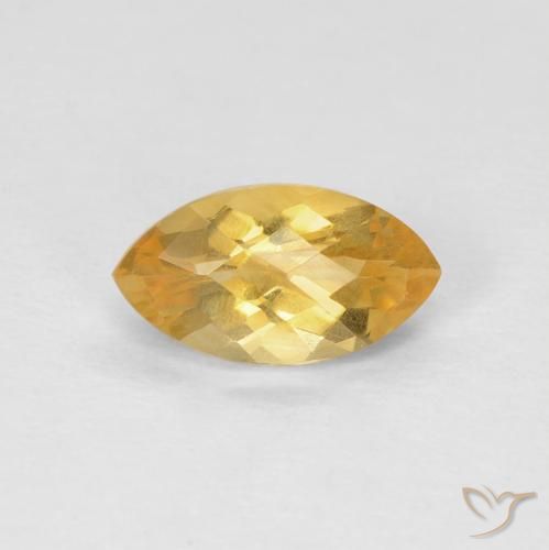0.97 ct Golden Citrine Gemstone, Citrine Gem in Marquise Checkerboard Shape for Sale.