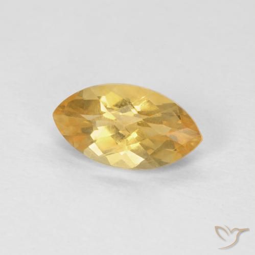 0.97 ct Golden Citrine Stone, Natural Citrine in Marquise Checkerboard Shape for Sale
