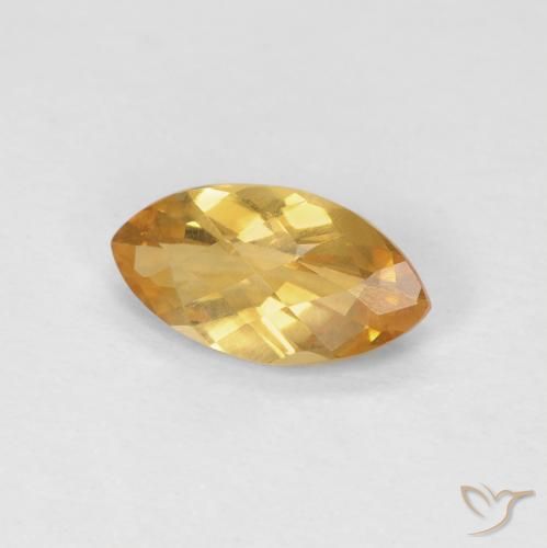 0.81 ct Golden Citrine Stone, Natural Citrine in Marquise Checkerboard Shape for Sale