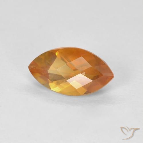 0.95 ct Golden Citrine Stone, Natural Citrine in Marquise Checkerboard Shape for Sale