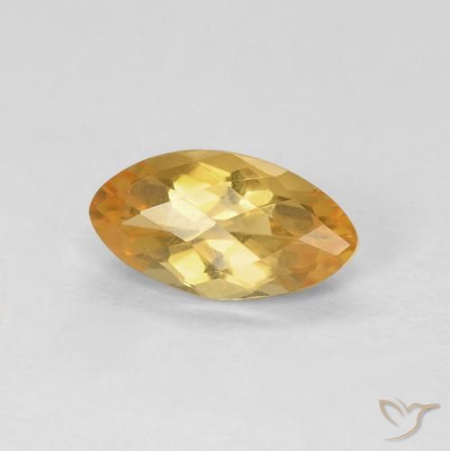 0.92 ct Golden Citrine Stone, Natural Citrine in Marquise Checkerboard Shape for Sale