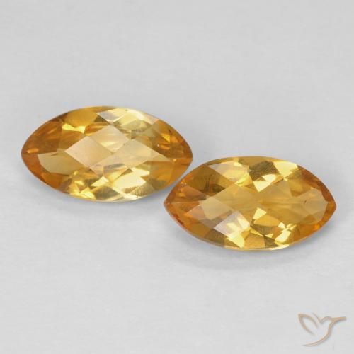 1.65 ct Yellow Citrine, 9.1 x 5.1 mm Marquise Checkerboard From Brazil, Photo A