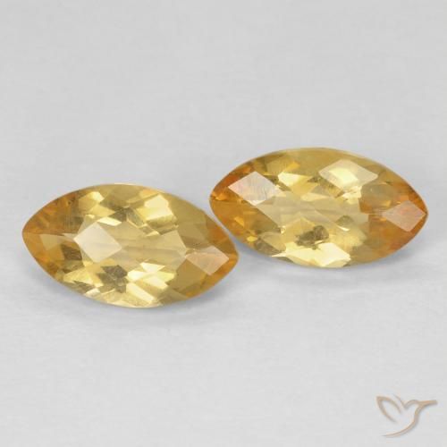 1.69 ctw Golden Citrine Stones, Natural Citrine in Marquise Checkerboard Shape for Sale