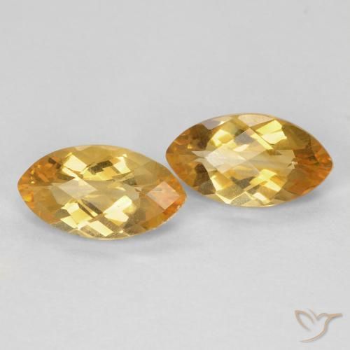 1.80 ctw Golden Citrine Stones, Natural Citrine in Marquise Checkerboard Shape for Sale