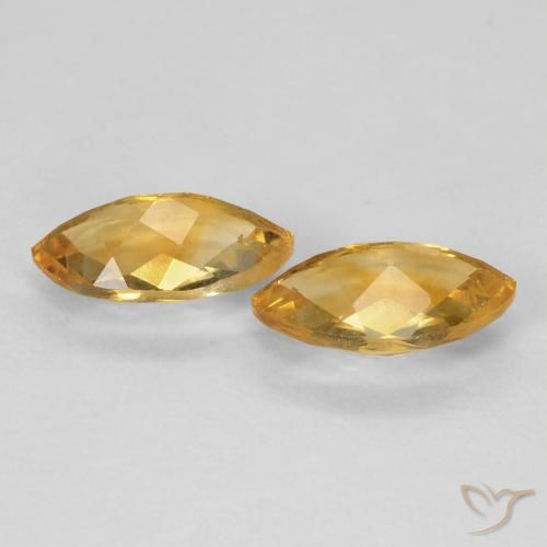 Citrine Gemstones in 9 x 5.1 mm Size for Sale, Citrine Stones in Medium Light Orange-Gold Color