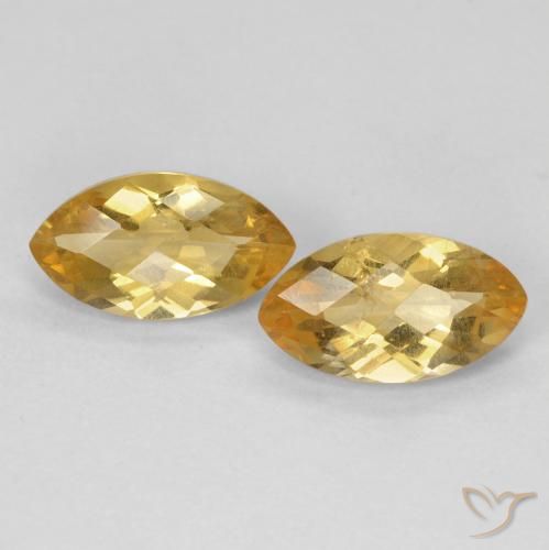 1.82 ct Yellow Citrine, 9.2 x 5.1 mm Marquise Checkerboard From Brazil, Photo A
