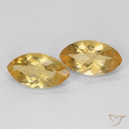 1.82 ctw Golden Citrine Stones, Natural Citrine in Marquise Checkerboard Shape for Sale