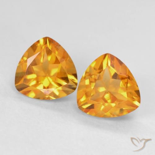 1.68ctw Natural Medium Light Orange-Gold Citrine, Trillion, VVS-VS