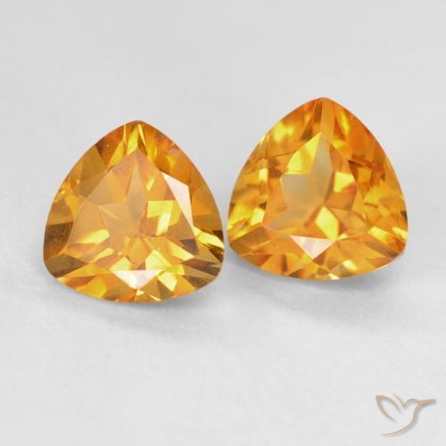 1.68 ctw Golden Citrine Stones, Natural Citrine in Trillion Facet Shape for Sale
