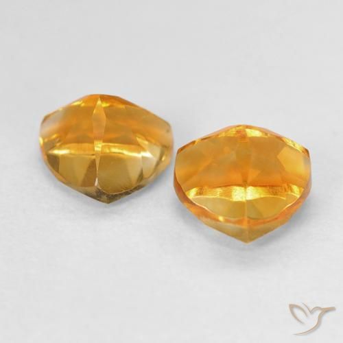 Citrine Gemstones in 6 x 6 mm (calibrated) Size for Sale, Citrine Stones in Medium Light Orange-Gold Color