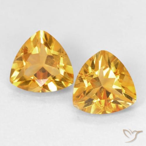 1.37 ct Yellow Citrine, 6.1 x 5.9 mm Trillion Cut From Brazil, Photo A