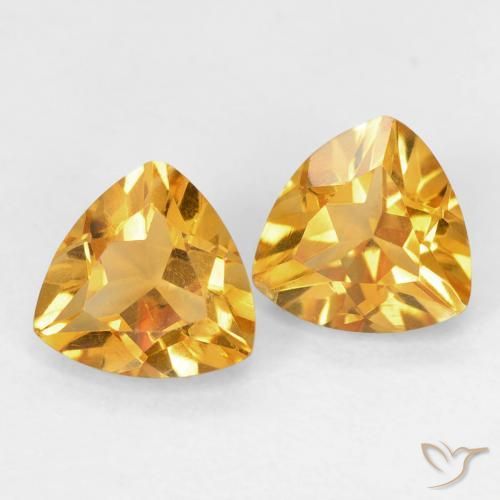 1.37 ctw Golden Citrine Stones, Natural Citrine in Trillion Facet Shape for Sale