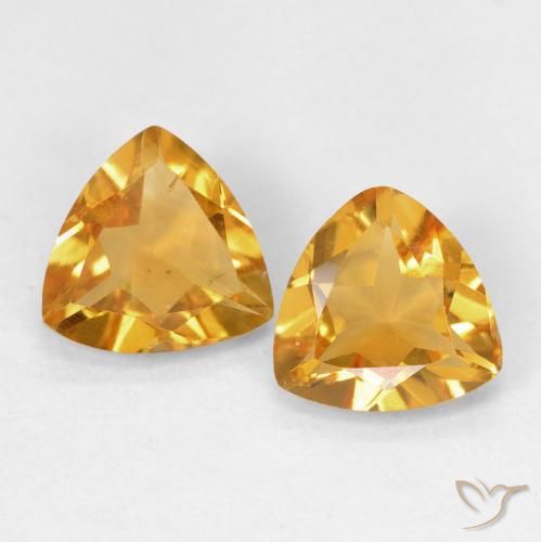 1.14 ct Yellow Citrine, 6.1 x 6 mm Trillion Cut From Brazil, Photo A