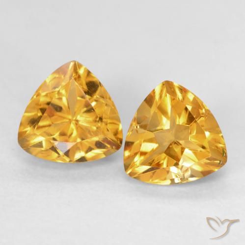 1.6 ct Yellow Citrine, 6.2 x 6.1 mm Trillion Cut From Brazil, Photo A