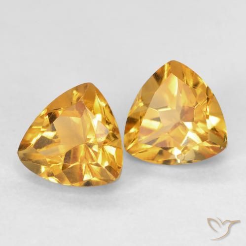 1.60 ctw Golden Citrine Stones, Natural Citrine in Trillion Facet Shape for Sale