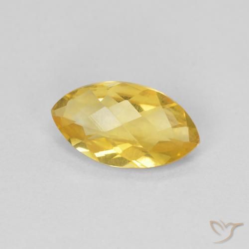 0.81 ct Golden Citrine Stone, Natural Citrine in Marquise Checkerboard Shape for Sale