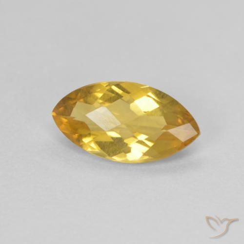 0.81 ct Golden Citrine Stone, Natural Citrine in Marquise Checkerboard Shape for Sale